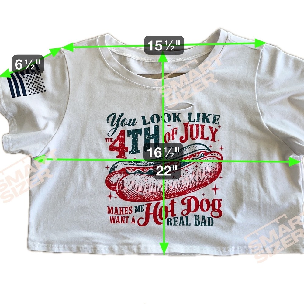 Distressed Y2K Cropped Tee Slashed Back Graphic 4th of July Indie Top Large - Picture 7 of 7